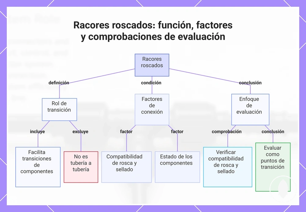 Racores roscados: función, factores y comprobaciones de evaluación