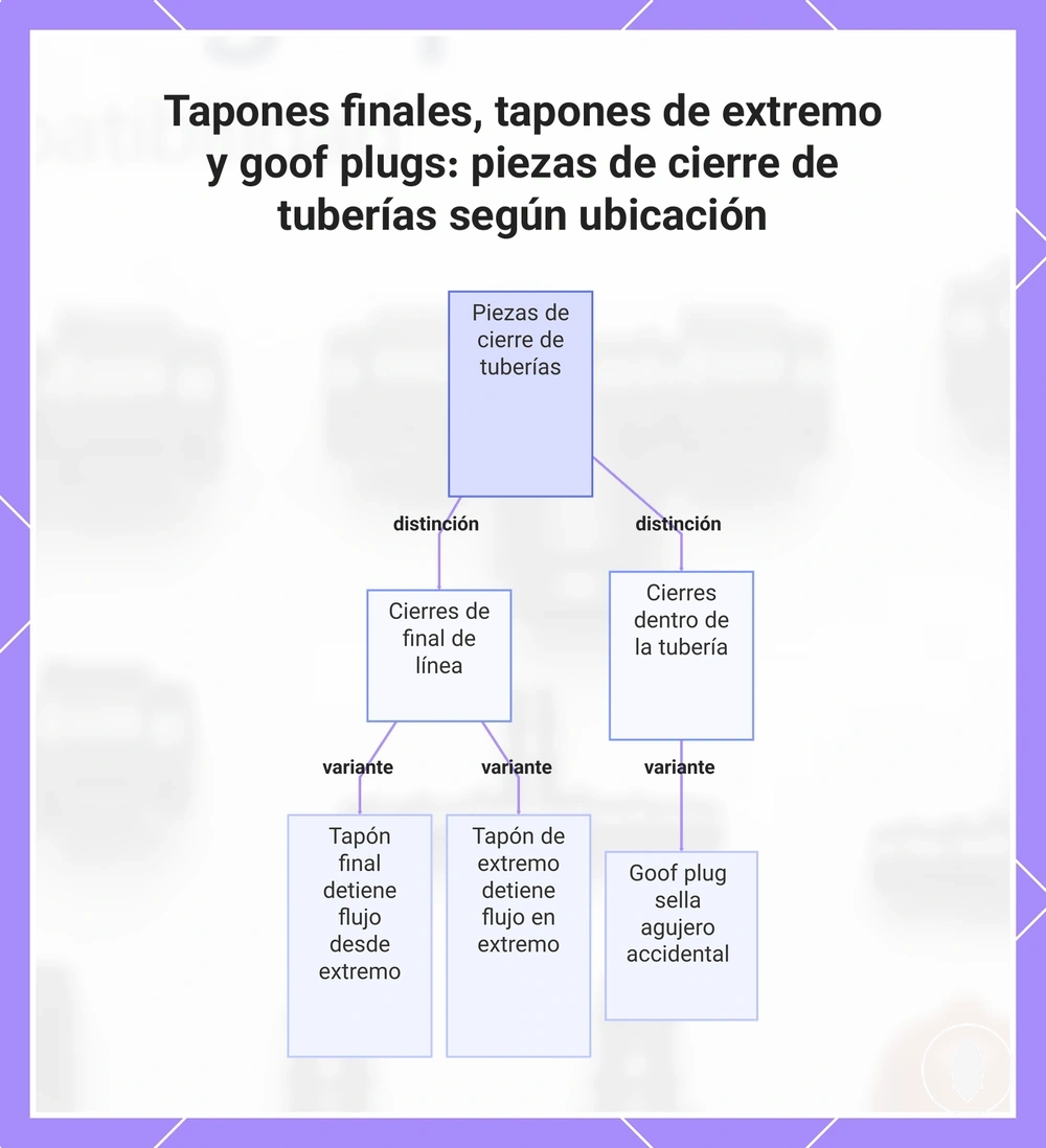 Tapones finales, tapones de extremo y goof plugs: piezas de cierre de tuberías según ubicación