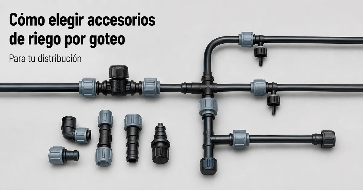 Accesorios de riego por goteo seleccionados para una distribución sencilla con ramales y cierres finales
