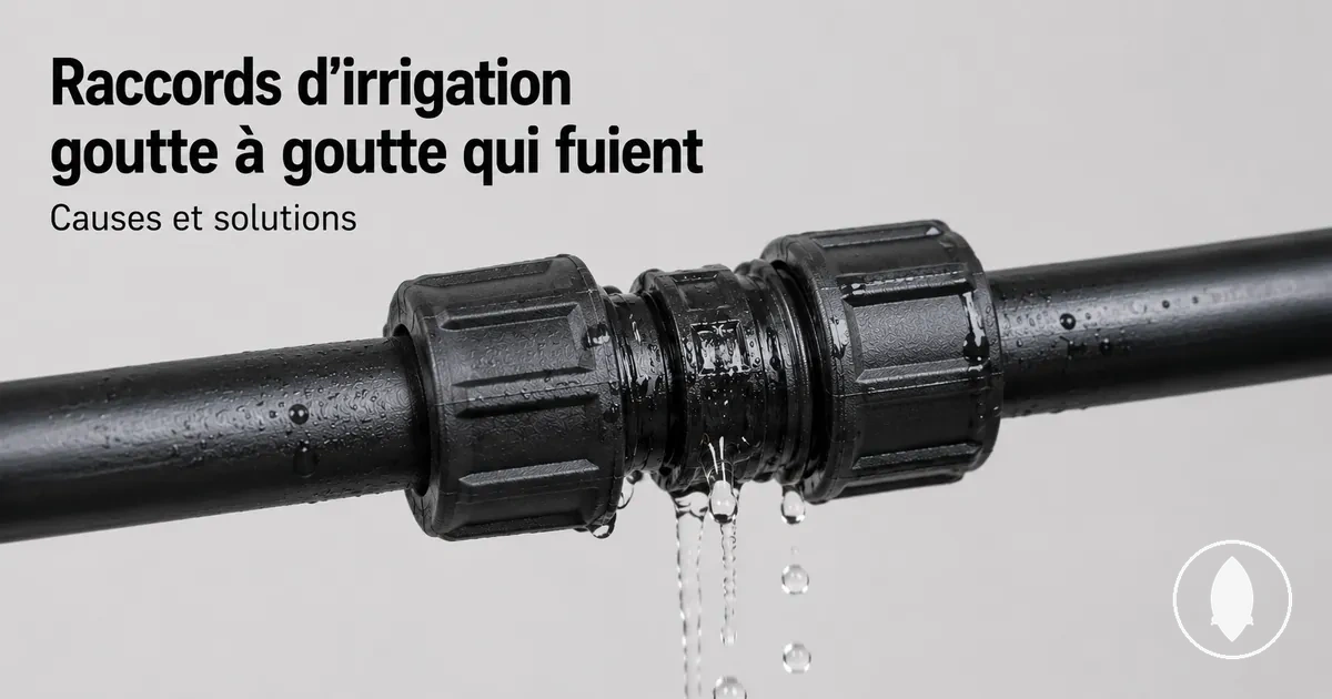 Fuite sur un raccord d’irrigation goutte à goutte au niveau d’une connexion de tube