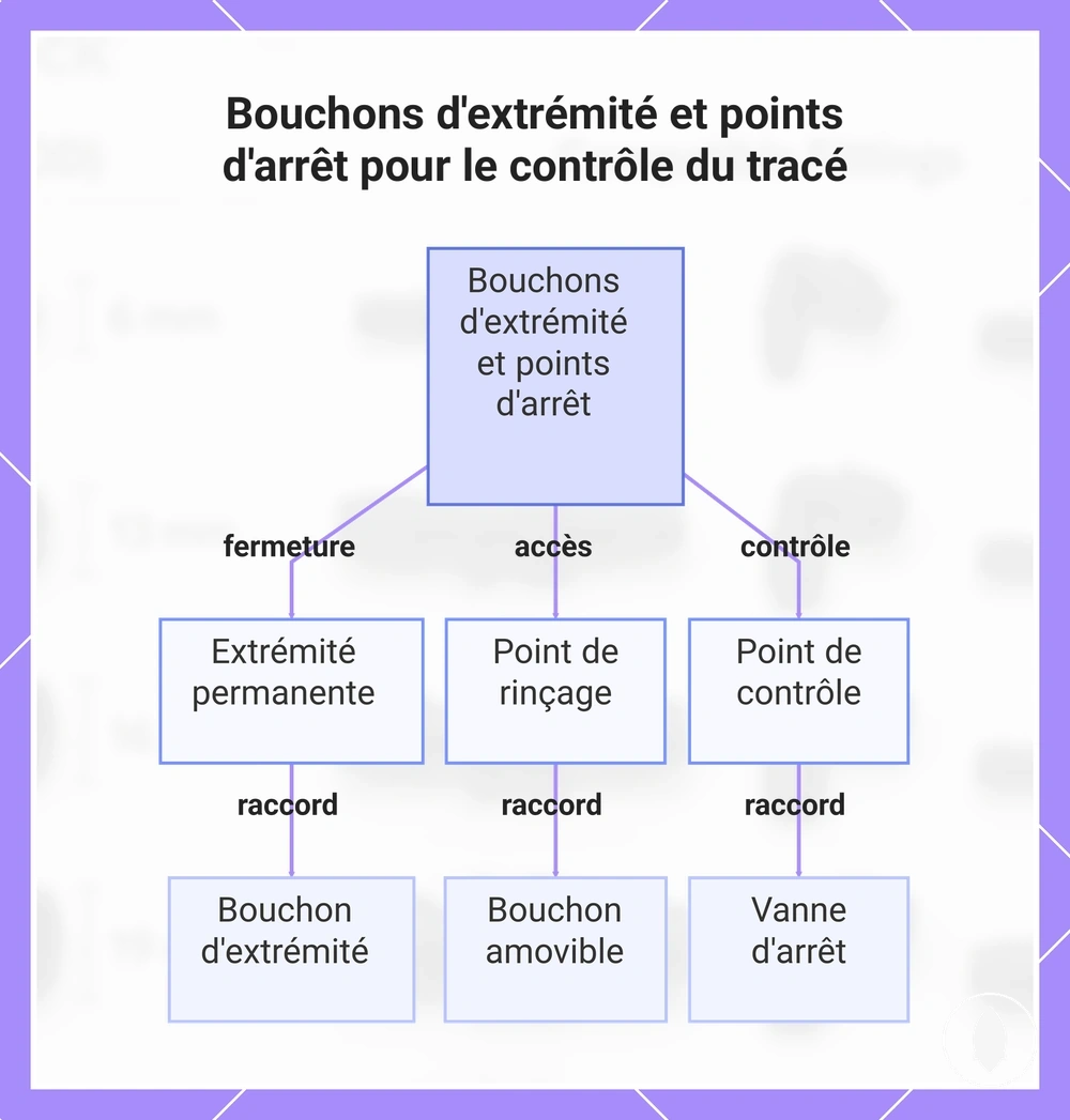 Bouchons d'extrémité et points d'arrêt pour le contrôle du tracé