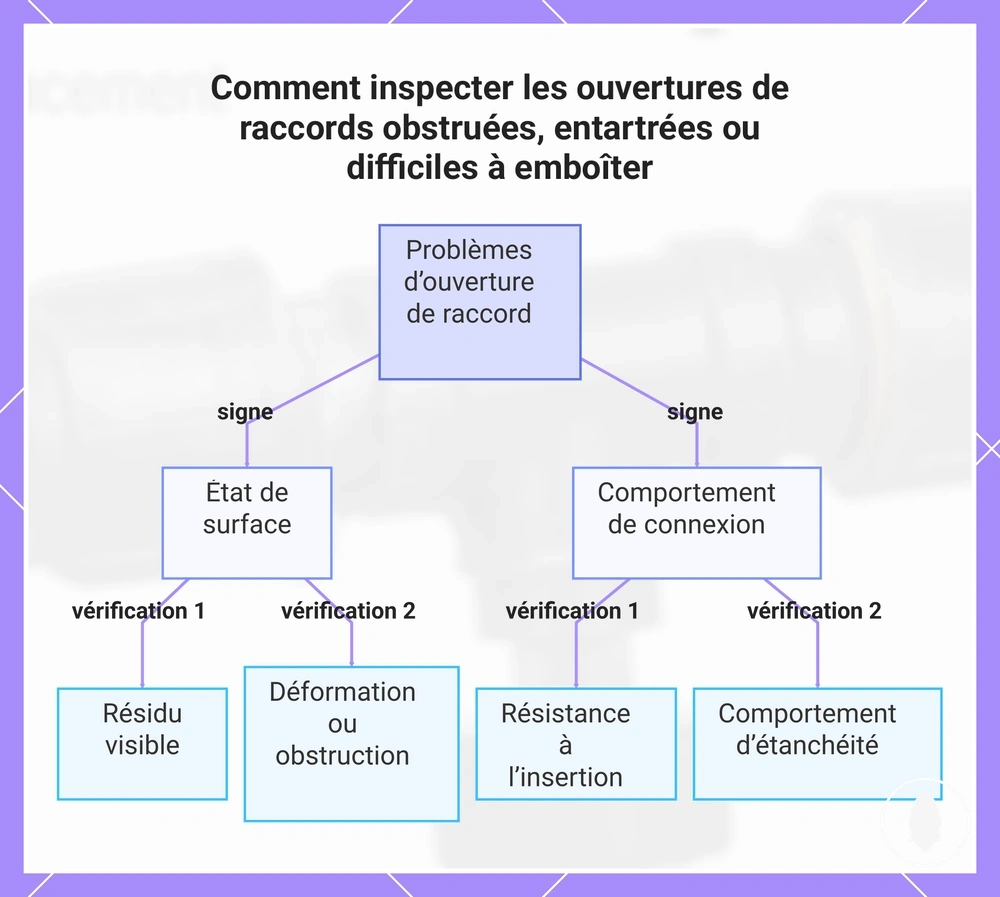 Comment inspecter les ouvertures de raccords obstruées, entartrées ou difficiles à emboîter