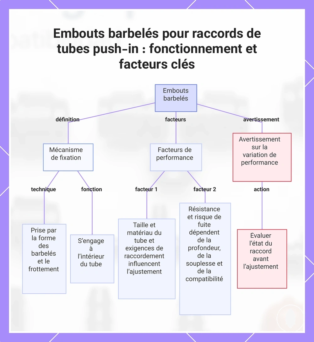 Embouts barbelés pour raccords de tubes push-in : fonctionnement et facteurs clés