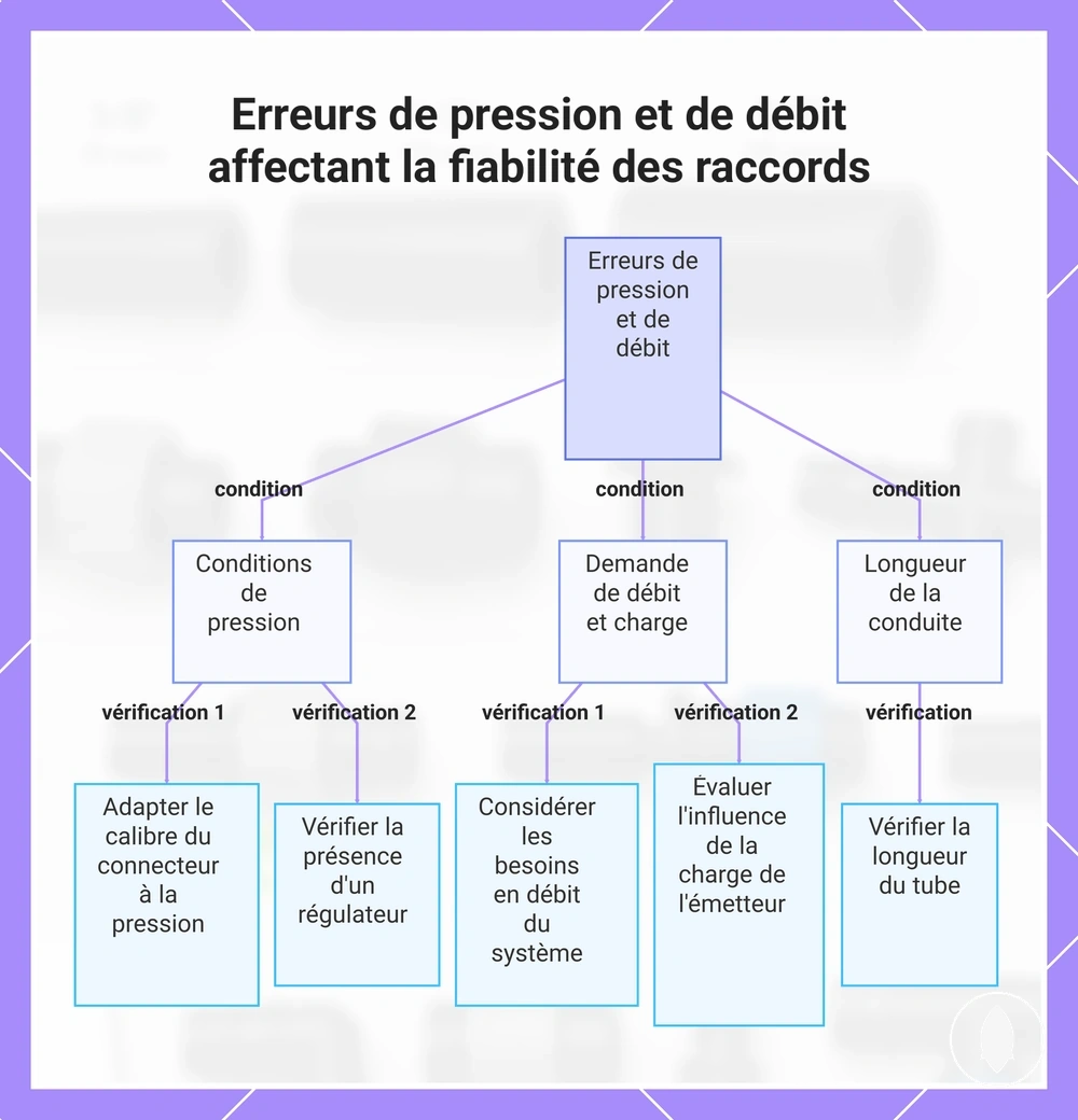 Erreurs de pression et de débit affectant la fiabilité des raccords
