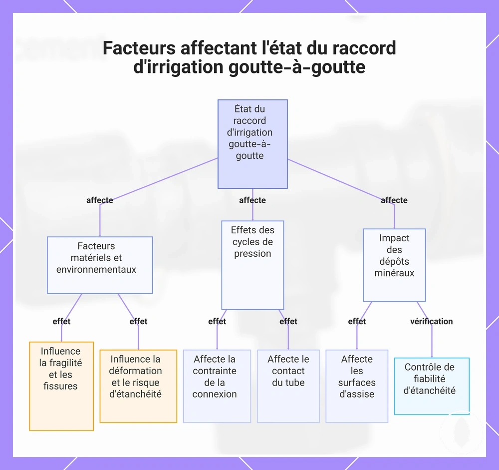 Facteurs affectant l'état du raccord d'irrigation goutte-à-goutte