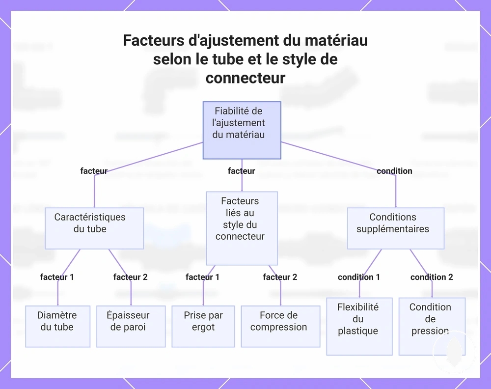 Facteurs d'ajustement du matériau selon le tube et le style de connecteur
