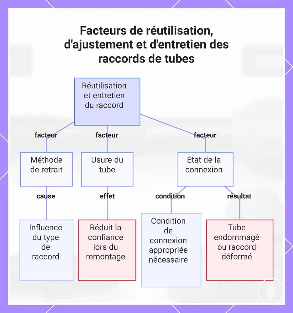 Facteurs de réutilisation, d'ajustement et d'entretien des raccords de tubes