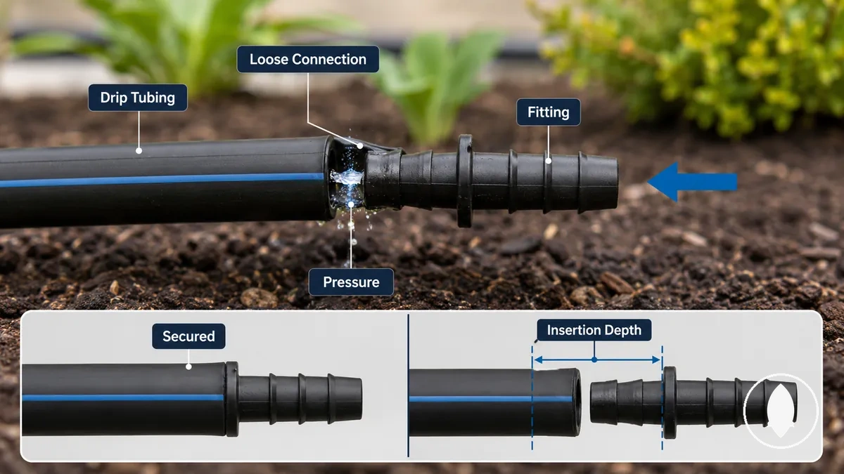 Raccord d’irrigation goutte à goutte détaché, non plus fixé dans le tube