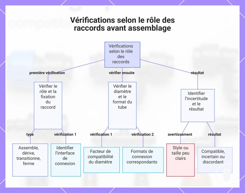Vérifications selon le rôle des raccords avant assemblage