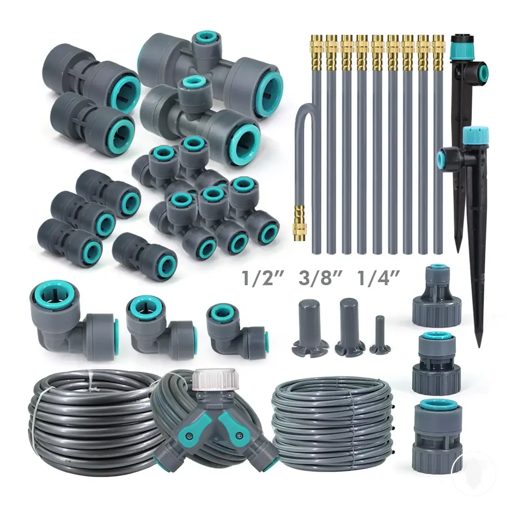 Kit de conectores de mangueira de vários tamanhos para tubos de irrigação por gotejamento