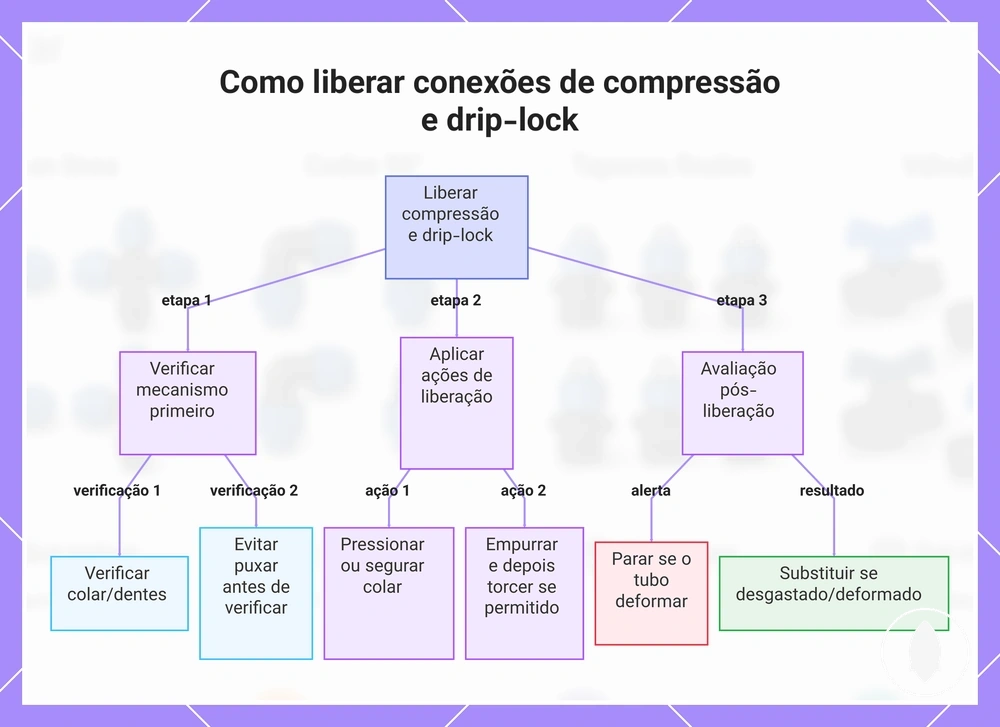 Como liberar conexões de compressão e drip-lock