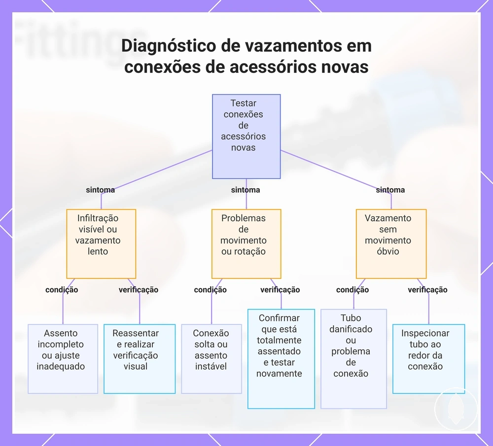 Diagnóstico de vazamentos em conexões de acessórios novas