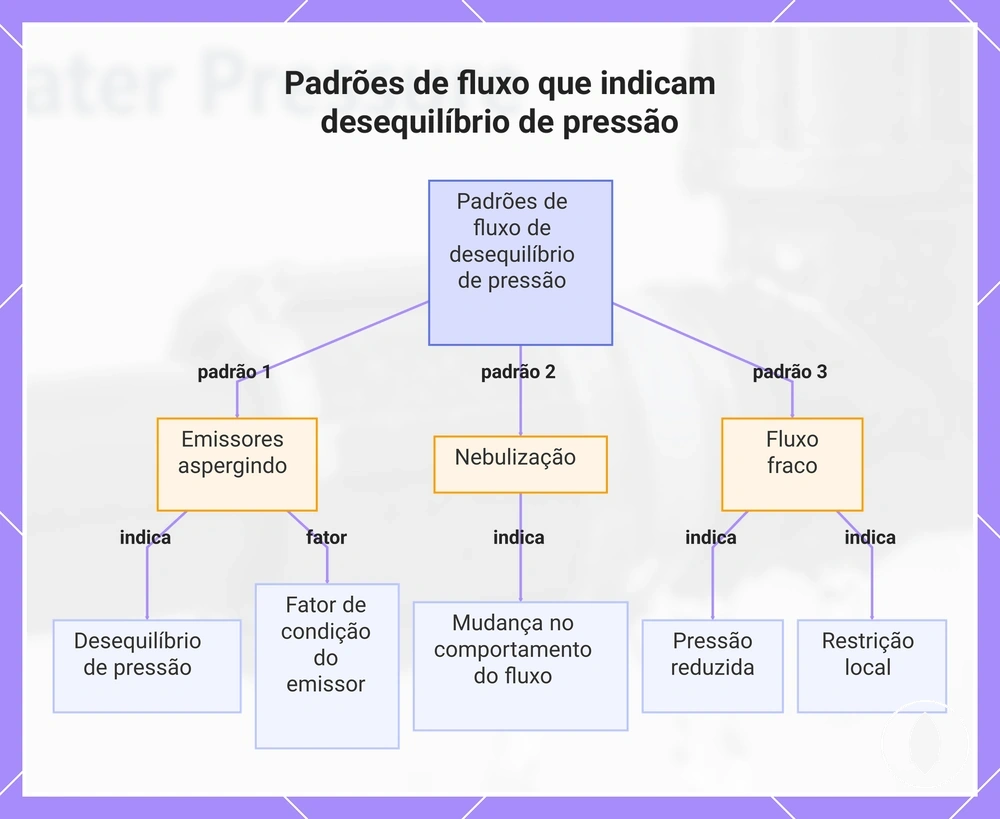Padrões de fluxo que indicam desequilíbrio de pressão