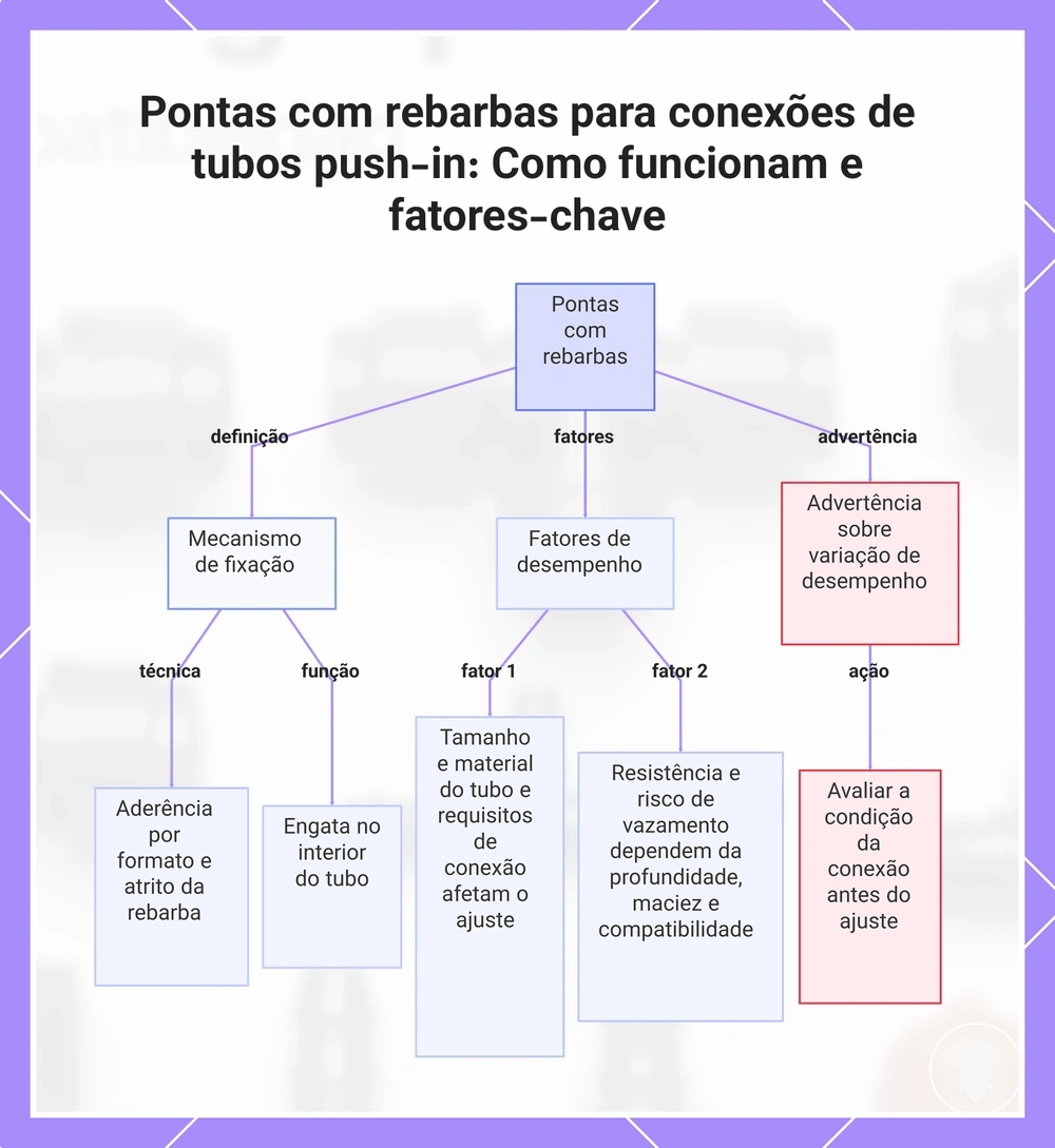 Pontas com rebarbas para conexões de tubos push-in: Como funcionam e fatores-chave