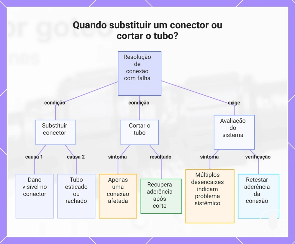 Quando substituir um conector ou cortar o tubo?