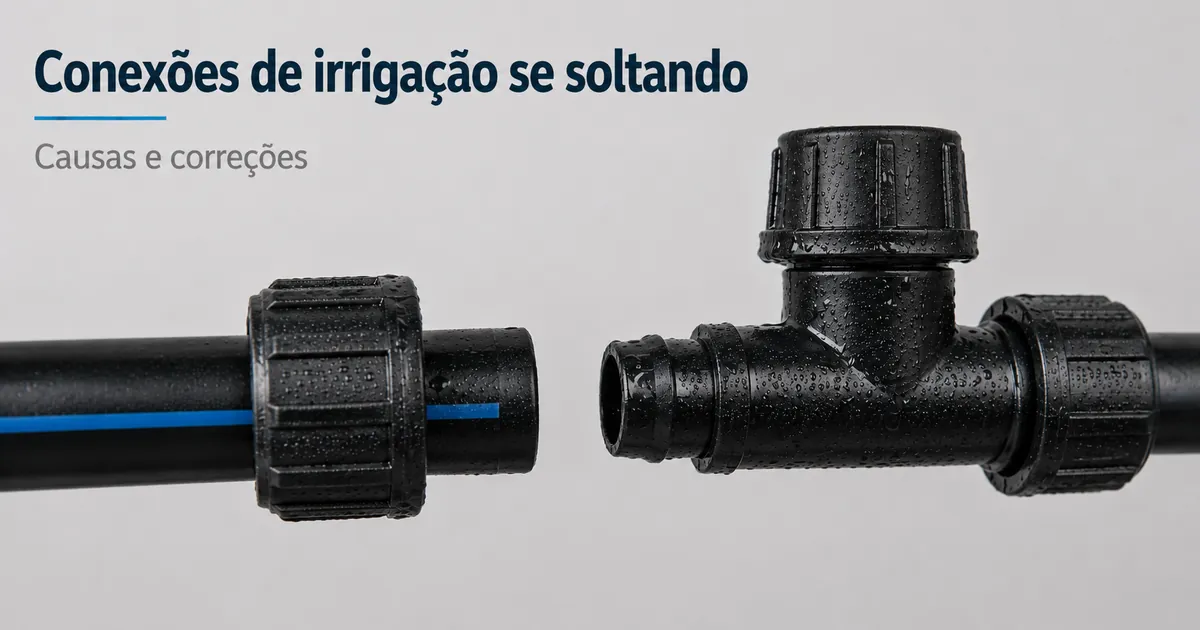 Conexão de irrigação por gotejamento desconectada da mangueira depois de se soltar sob pressão