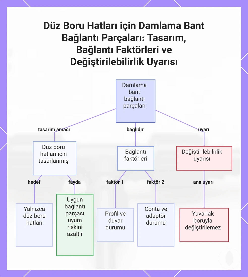 Düz Boru Hatları için Damlama Bant Bağlantı Parçaları: Tasarım, Bağlantı Faktörleri ve Değiştirilebilirlik Uyarısı
