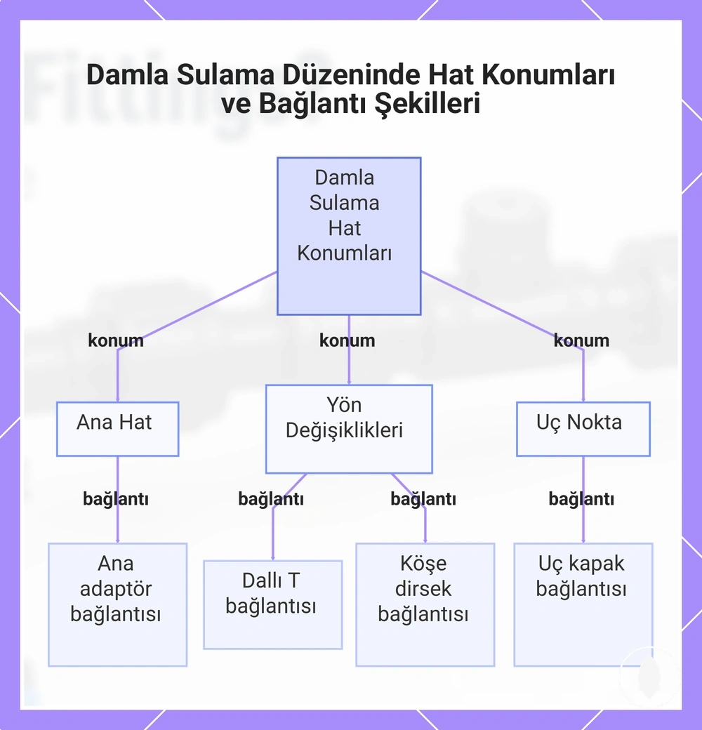 Damla Sulama Düzeninde Hat Konumları ve Bağlantı Şekilleri