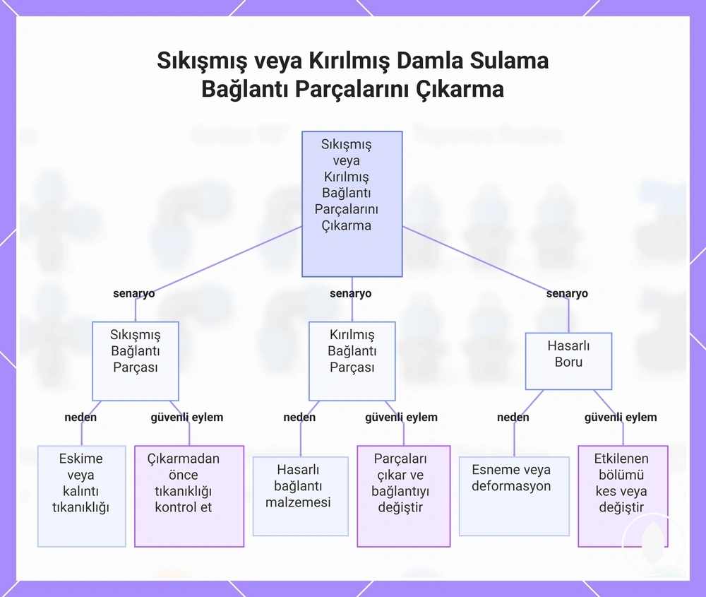 Sıkışmış veya Kırılmış Damla Sulama Bağlantı Parçalarını Çıkarma