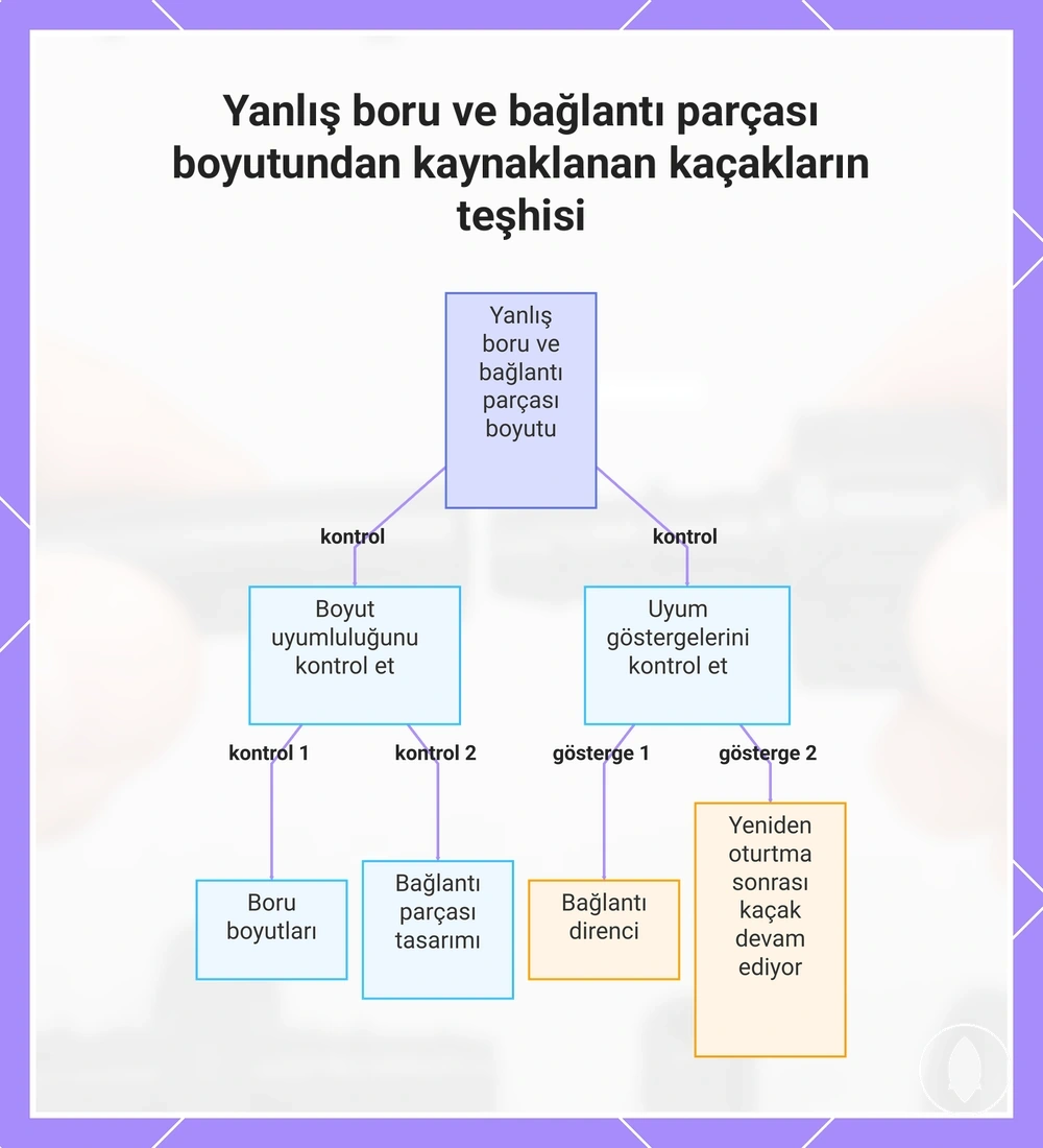 Yanlış boru ve bağlantı parçası boyutundan kaynaklanan kaçakların teşhisi